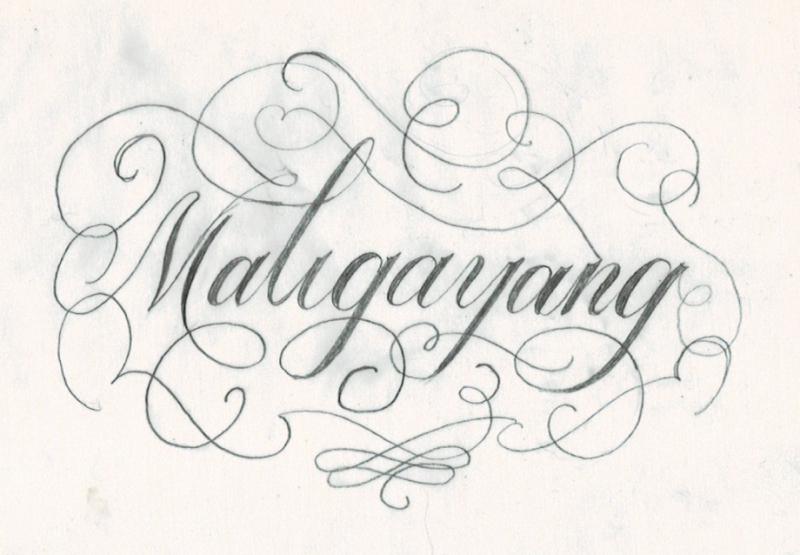 Hand lettering of the Tagalog word "Maligayang"
